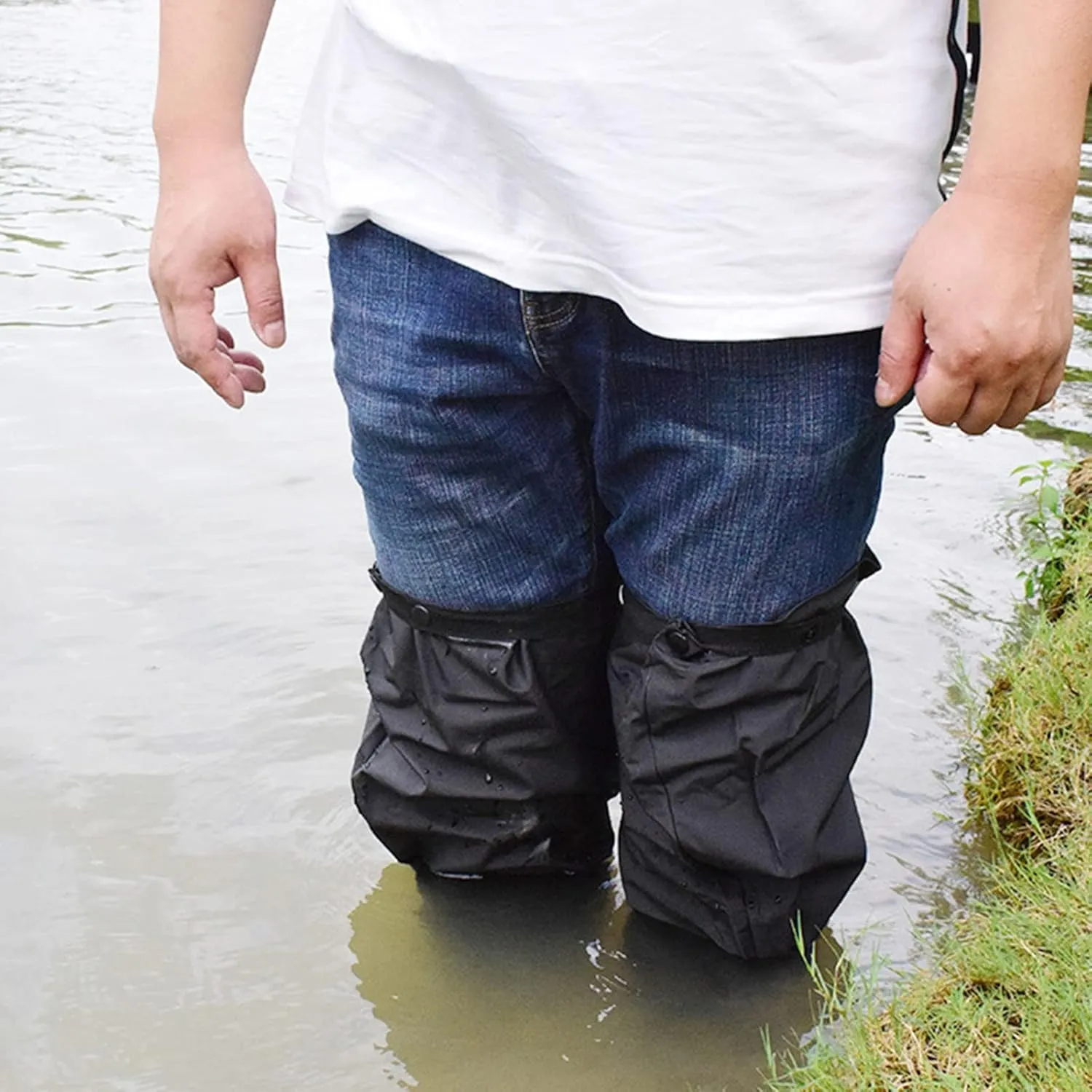 Black Men Waterproof Boot Covers, Outdoor Non-Slip Shoe Covers Reusable, Waterproof Shoe Covers, The Knee Shoes Cover for Camping Fishing Cycling(X-Large)