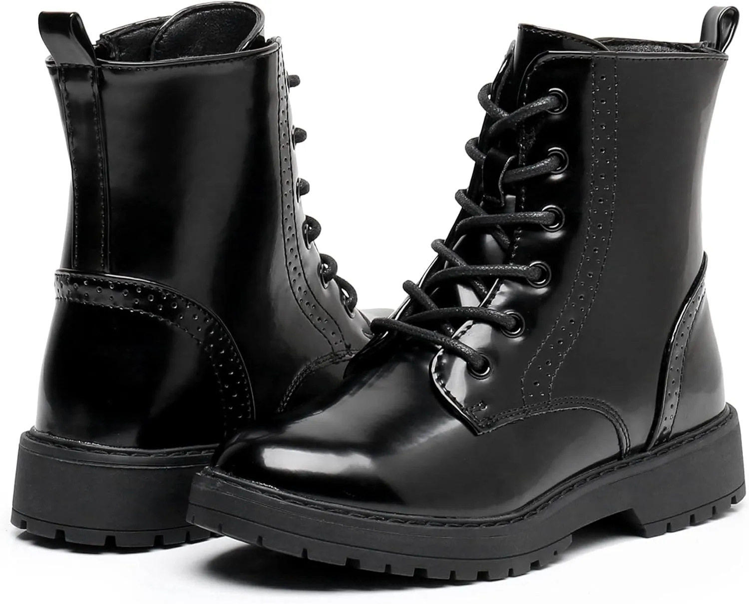 Blikcon Kids Girls Combat Ankle Boots Lace up Inner Zipper Fashion Booties (Little Kid/Big Kid)…