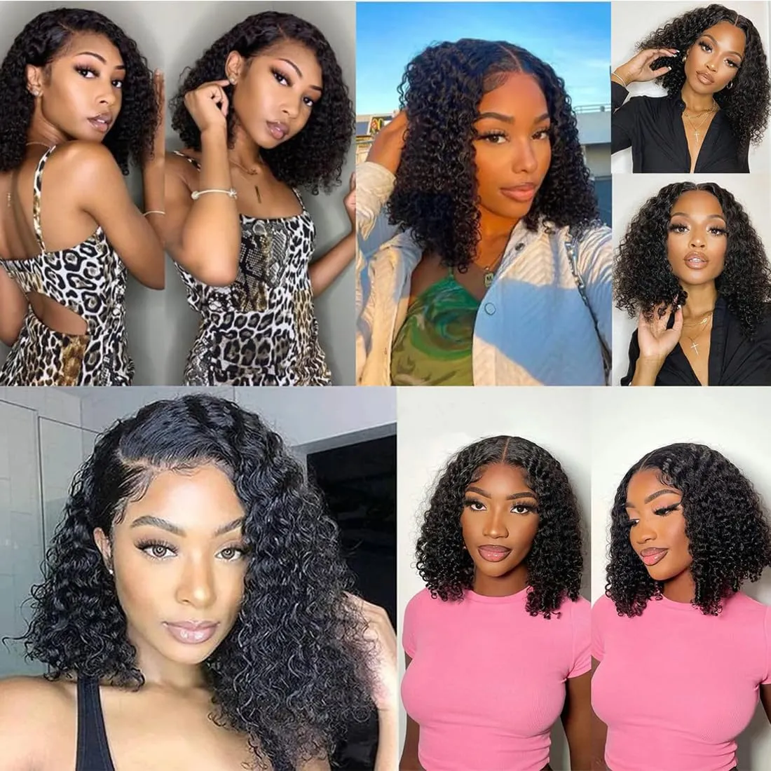 BLY 6x4 HD Lace Glueless Bob Wig Human Hair Ready to Wear and Go Short Bob Lace Pre Cut Wig Deep Wave Hair 12 Inch for Women Pre Plucked Natural Black Color Wet and Wavy