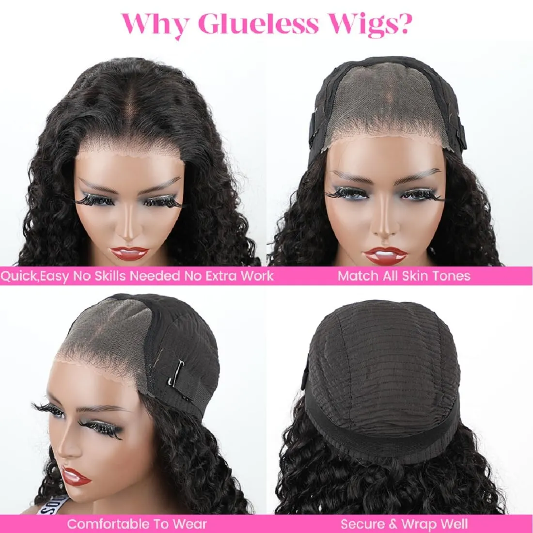 BLY 6x4 HD Lace Glueless Bob Wig Human Hair Ready to Wear and Go Short Bob Lace Pre Cut Wig Deep Wave Hair 12 Inch for Women Pre Plucked Natural Black Color Wet and Wavy