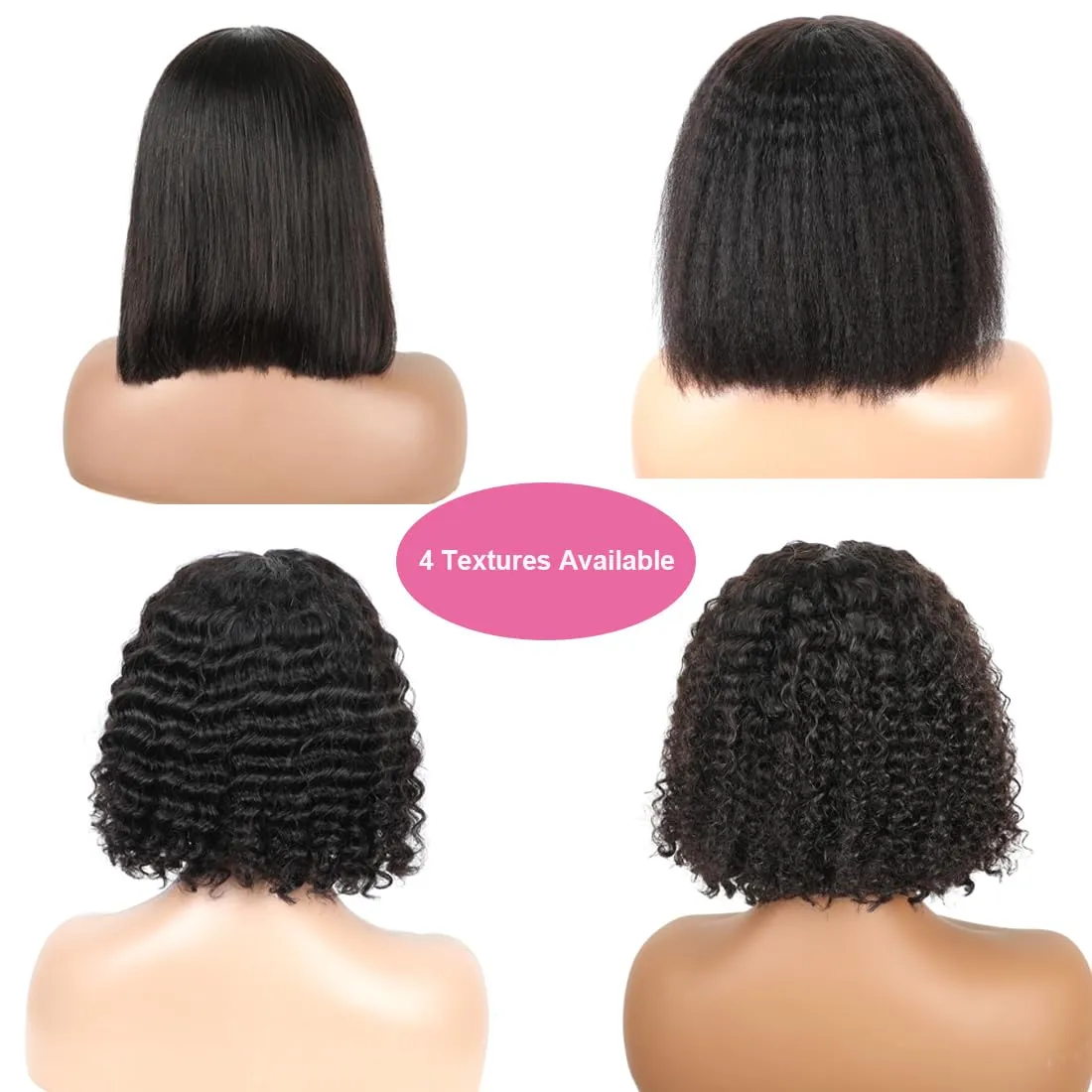 BLY 6x4 HD Lace Glueless Bob Wig Human Hair Ready to Wear and Go Short Bob Lace Pre Cut Wig Deep Wave Hair 12 Inch for Women Pre Plucked Natural Black Color Wet and Wavy
