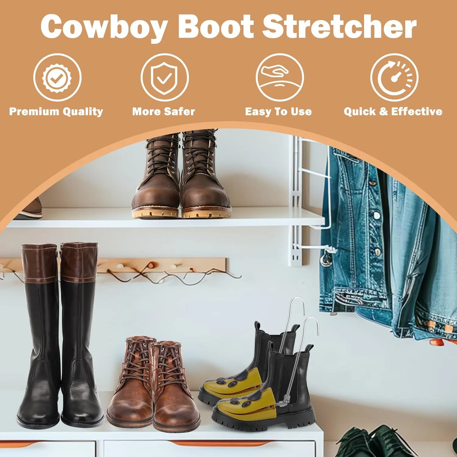 Boot Stretcher Men Women, Leather Shoe Stretcher for Thick Feet and Wide Feet, Adjustable Boot Widener Expander