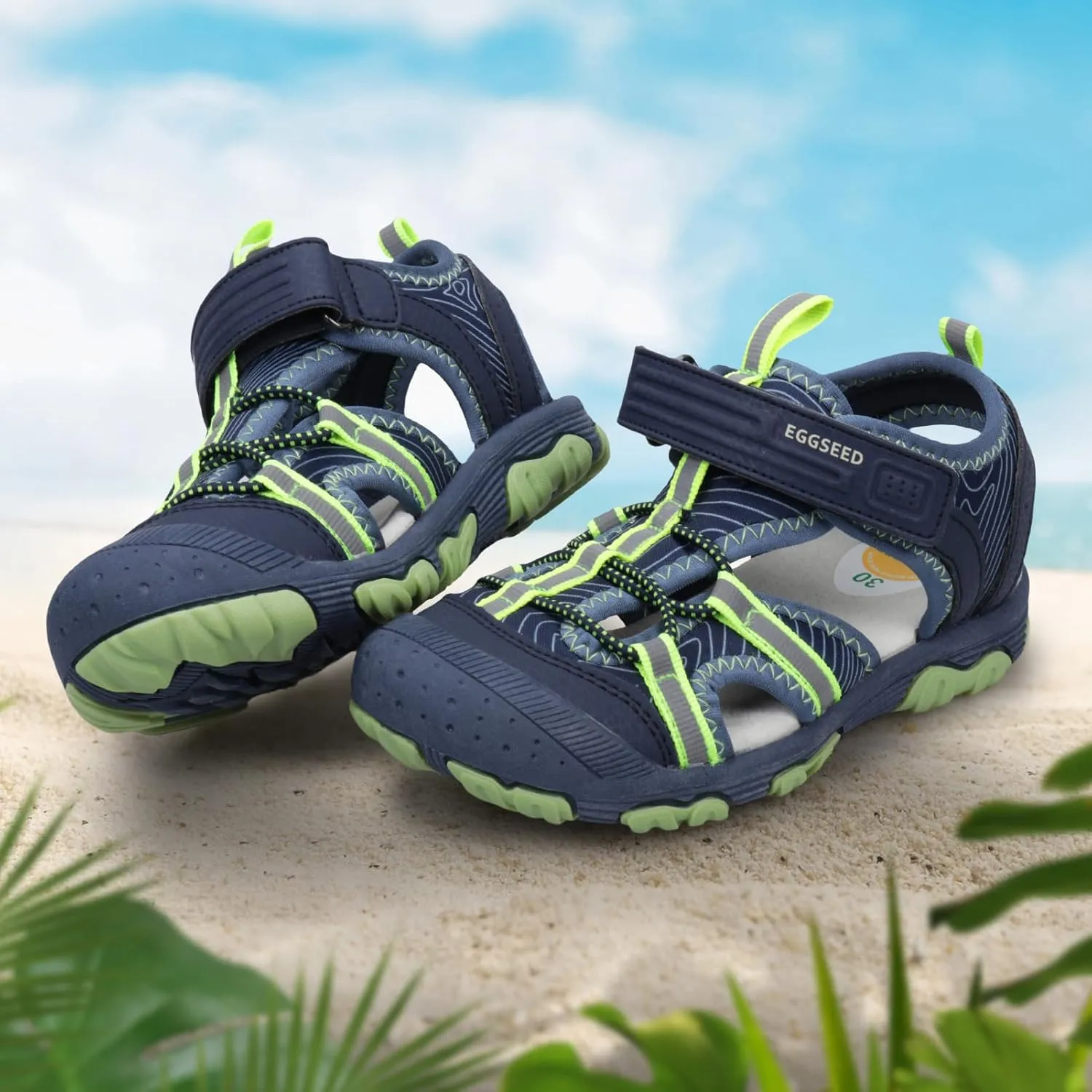 Boys Sport Sandals Summer Closed Toe Hook Loop Outdoor Athletic Walking Shoes (Toddler/Little Kid/Big Kid)