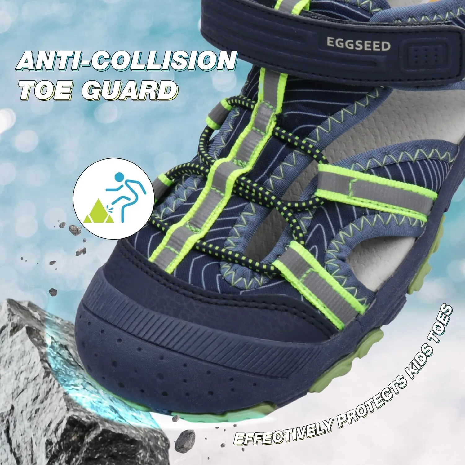 Boys Sport Sandals Summer Closed Toe Hook Loop Outdoor Athletic Walking Shoes (Toddler/Little Kid/Big Kid)