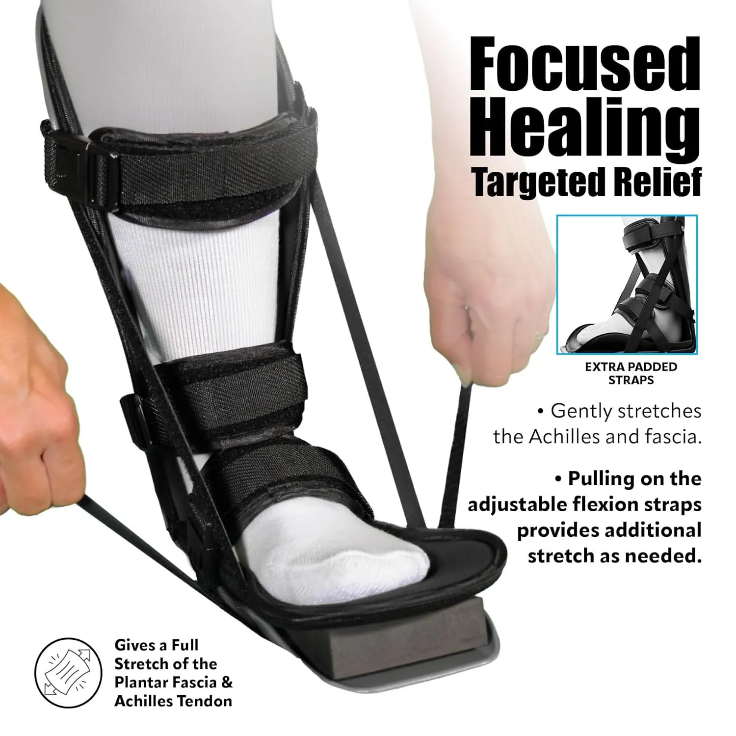 Brace On Kids Adjustable Night Splint - Pediatric Plantar Fasciitis, Achilles Tendon, Heel Spur, Injury, Foot Splint Boot for Children, Black, Size XS