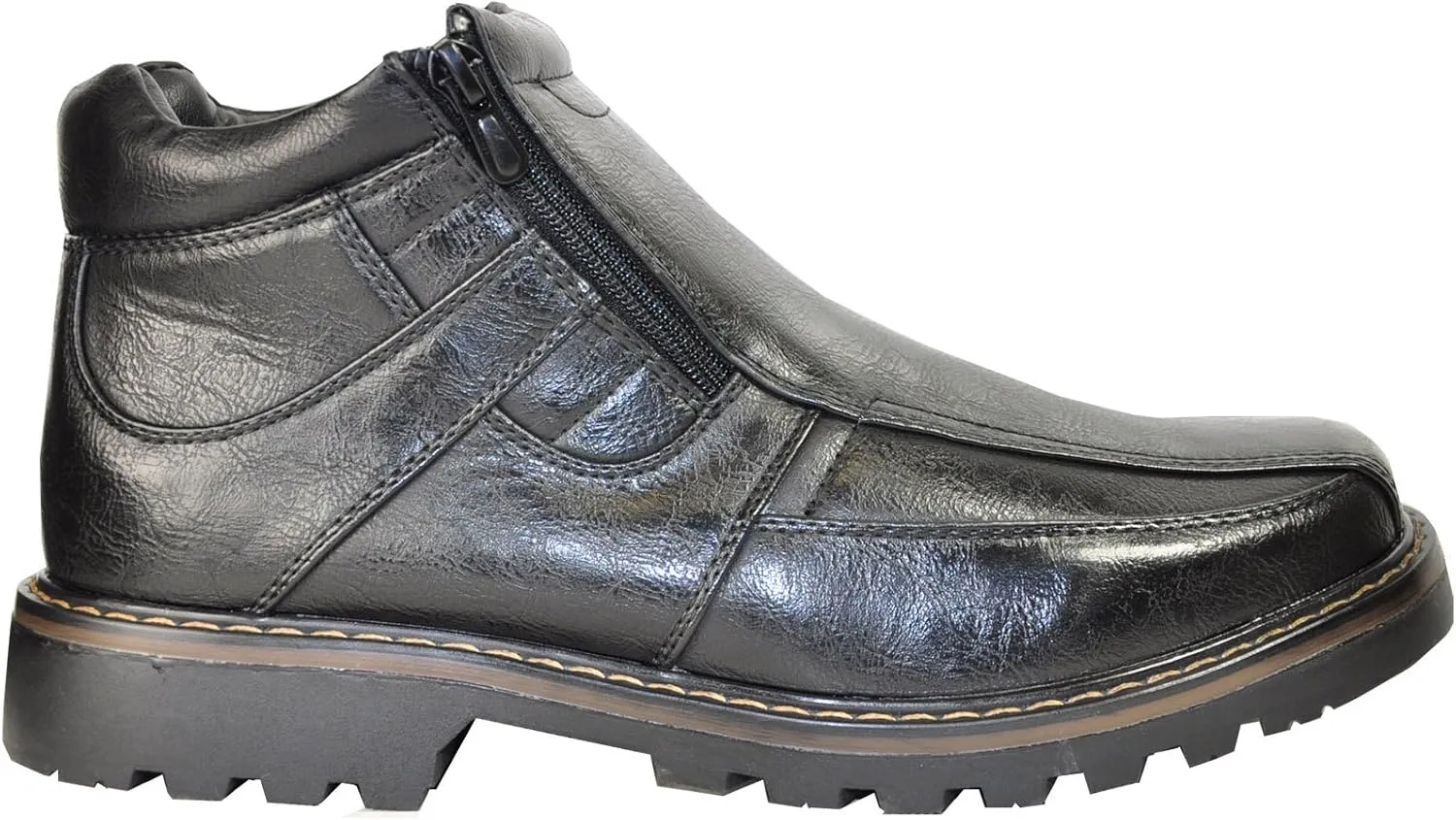 bravo! Men Waterproof Winter Boot DEAN with Fur Lining and Double Zipper Black and Brown Size 7 to 13