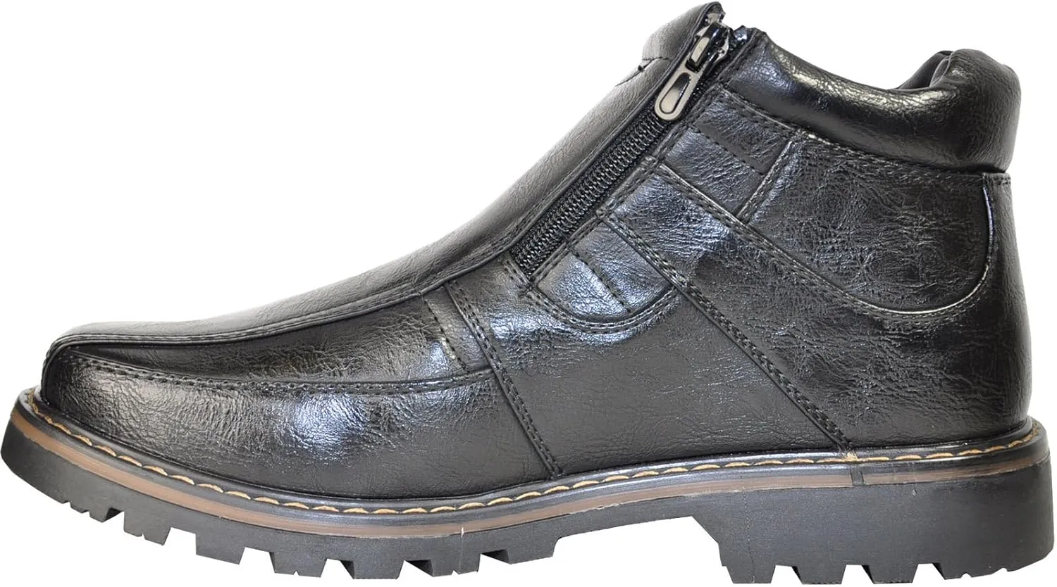 bravo! Men Waterproof Winter Boot DEAN with Fur Lining and Double Zipper Black and Brown Size 7 to 13