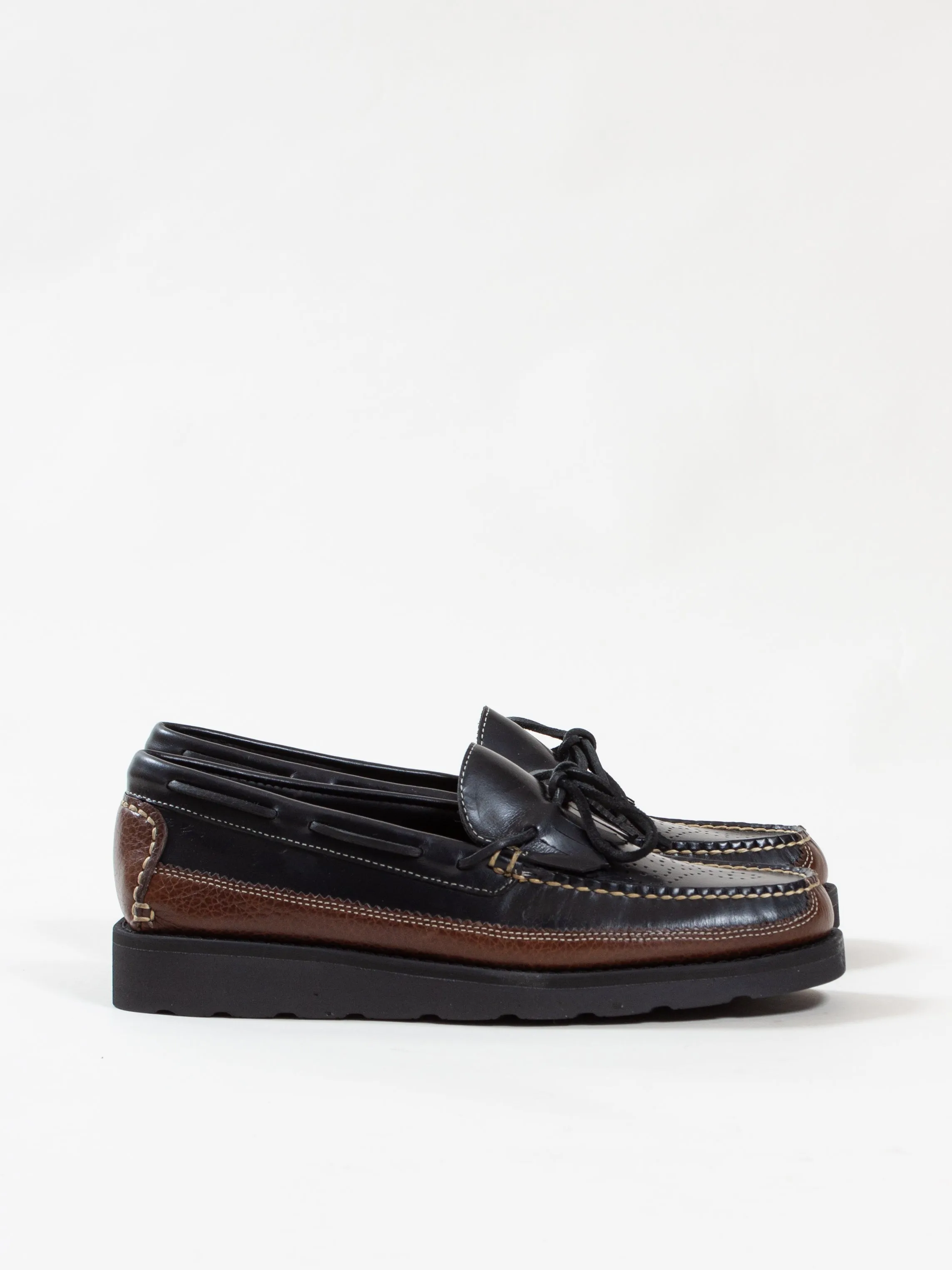 Bright Shoemakers, Kiltie Moc Loafer, Black/ Brown