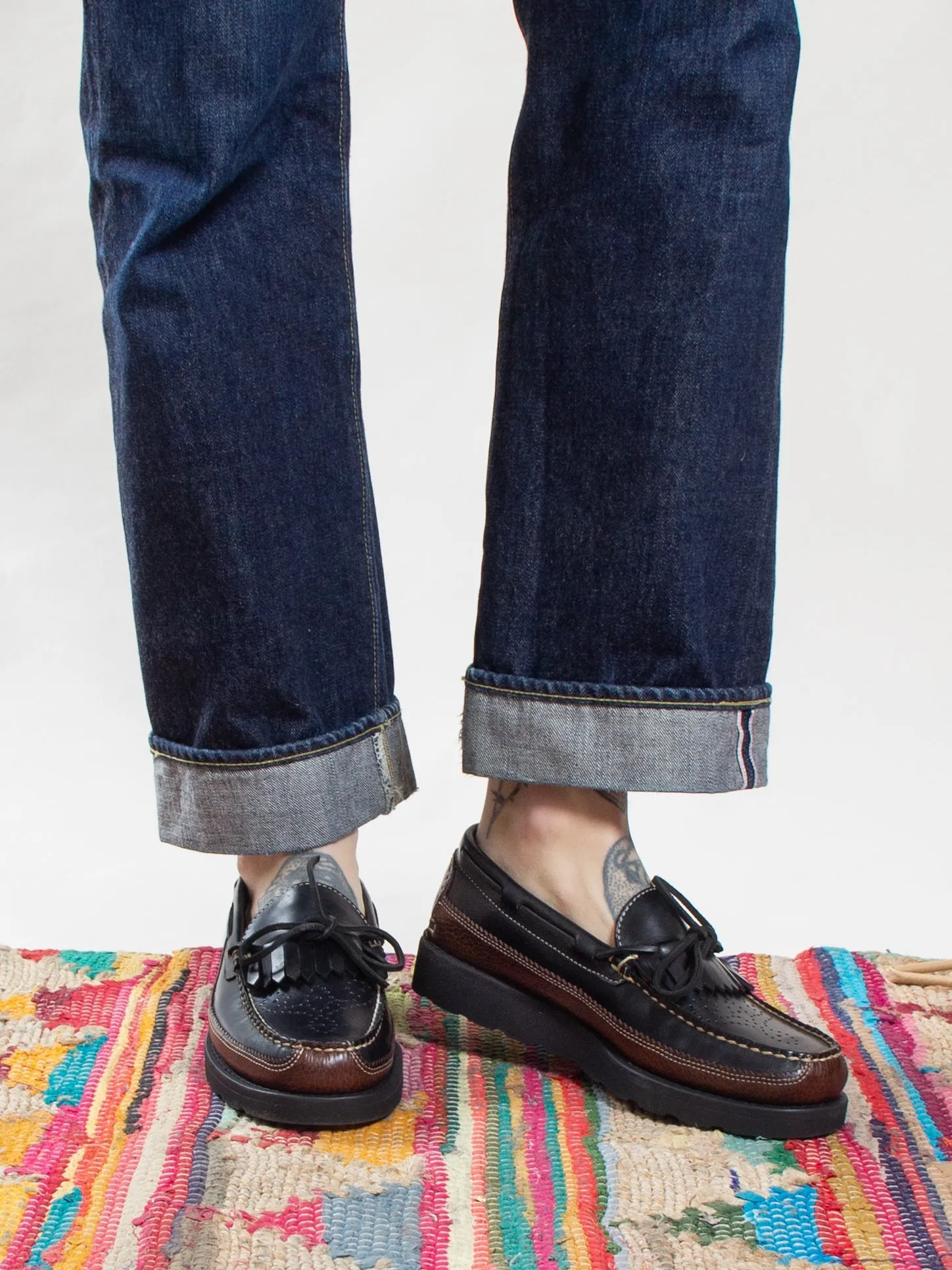 Bright Shoemakers, Kiltie Moc Loafer, Black/ Brown