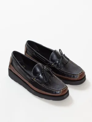 Bright Shoemakers, Kiltie Moc Loafer, Black/ Brown