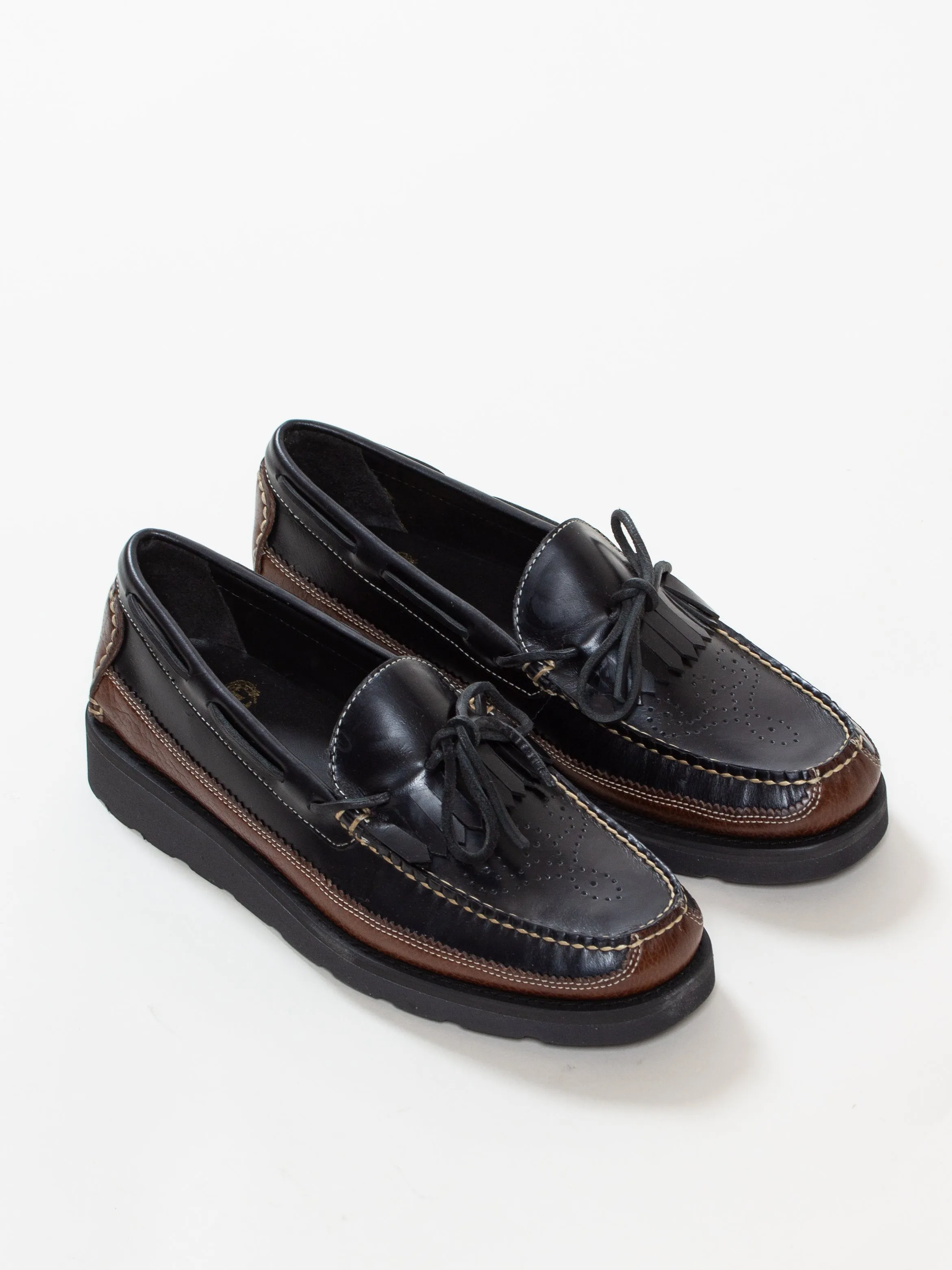 Bright Shoemakers, Kiltie Moc Loafer, Black/ Brown