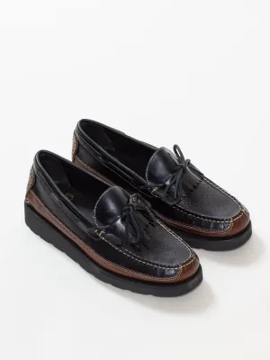 Bright Shoemakers, Kiltie Moc Loafer, Black/ Brown