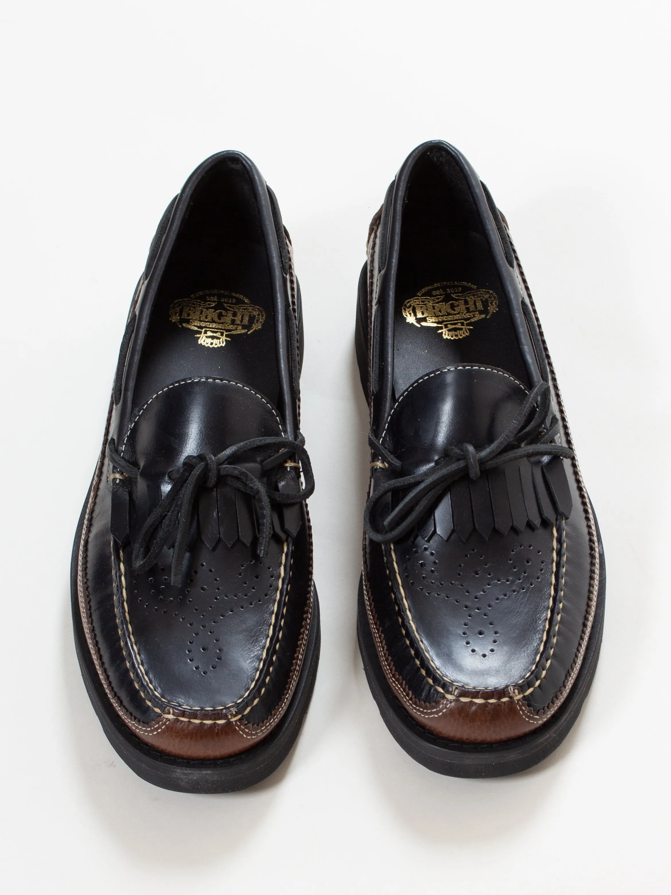 Bright Shoemakers, Kiltie Moc Loafer, Black/ Brown