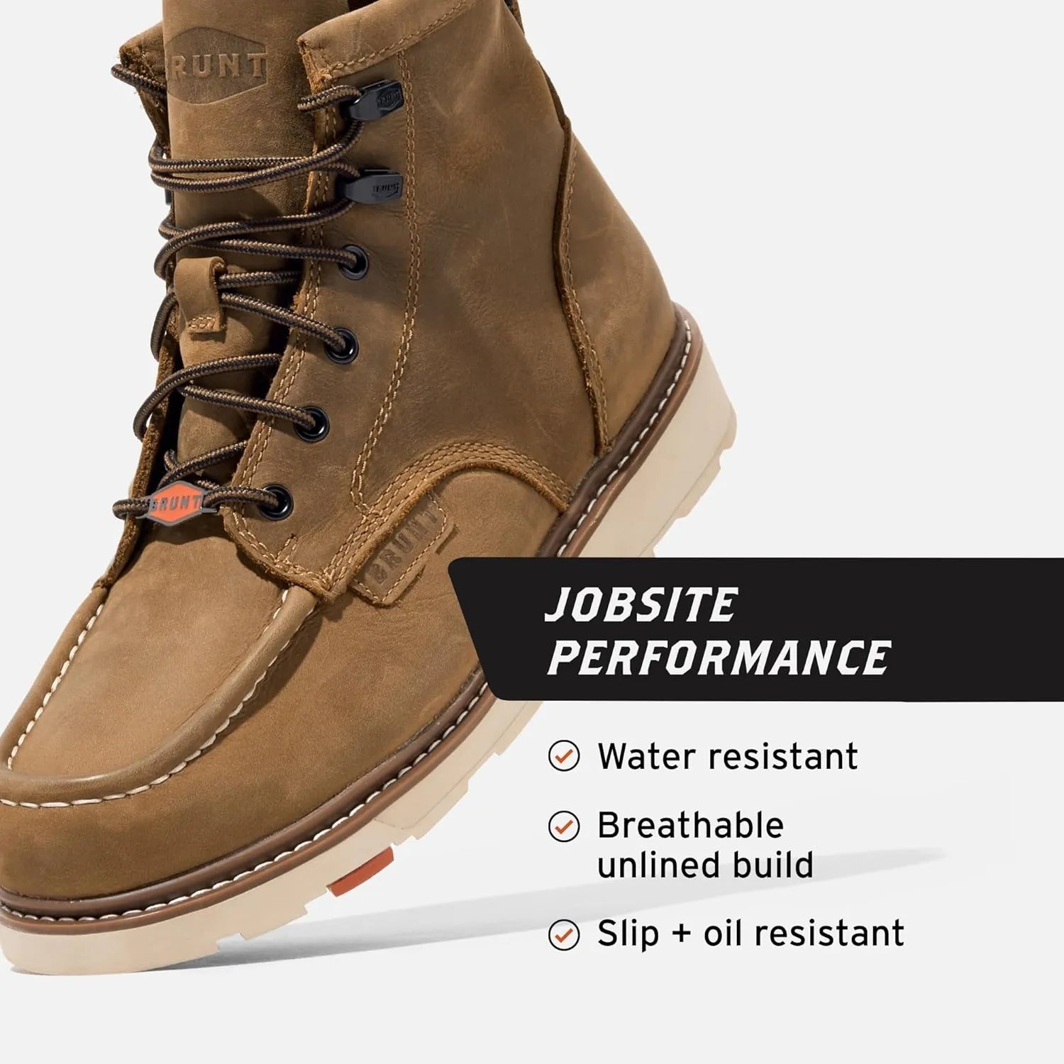 BRUNT Marin Unlined (Soft Toe) - Men Boots, Water-Resistant Leather Wedge Work Boot