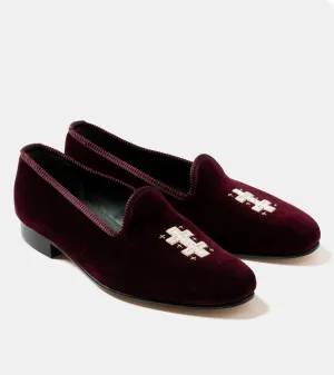 Bryceland's x Bowhill & Elliott Velvet Slippers Wine