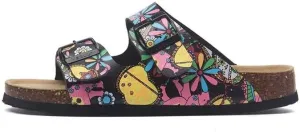 Buckle flat cork slippers summer men's and women's beach line button increase outdoor leisure slippers (Rainforest, Adult, Women, 4.5, Numeric Range, US Footwear Size System, 9, Medium)