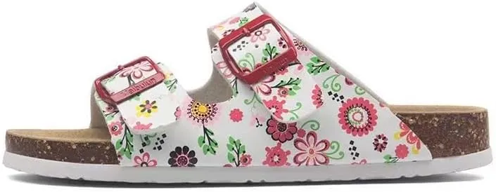 Buckle flat cork slippers summer men's and women's beach line button increase outdoor leisure slippers (Sunflower, Adult, Women, 4.5, Numeric Range, US Footwear Size System, 9, Medium)