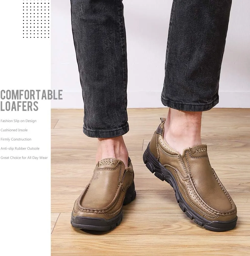 CAMEL CROWN Mens Loafers Slip On Loafer Leather Casual Walking Shoes Comfortable for Work Office Dress Outdoor