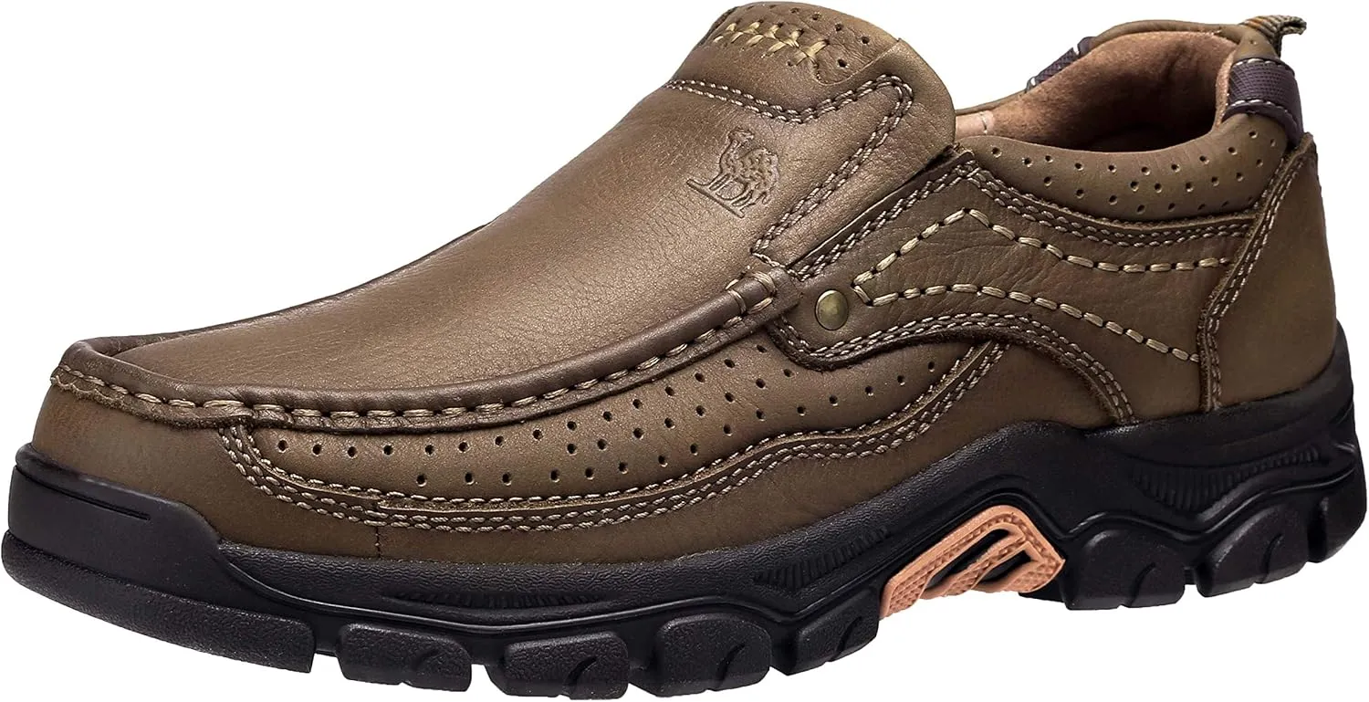 CAMEL CROWN Mens Loafers Slip On Loafer Leather Casual Walking Shoes Comfortable for Work Office Dress Outdoor
