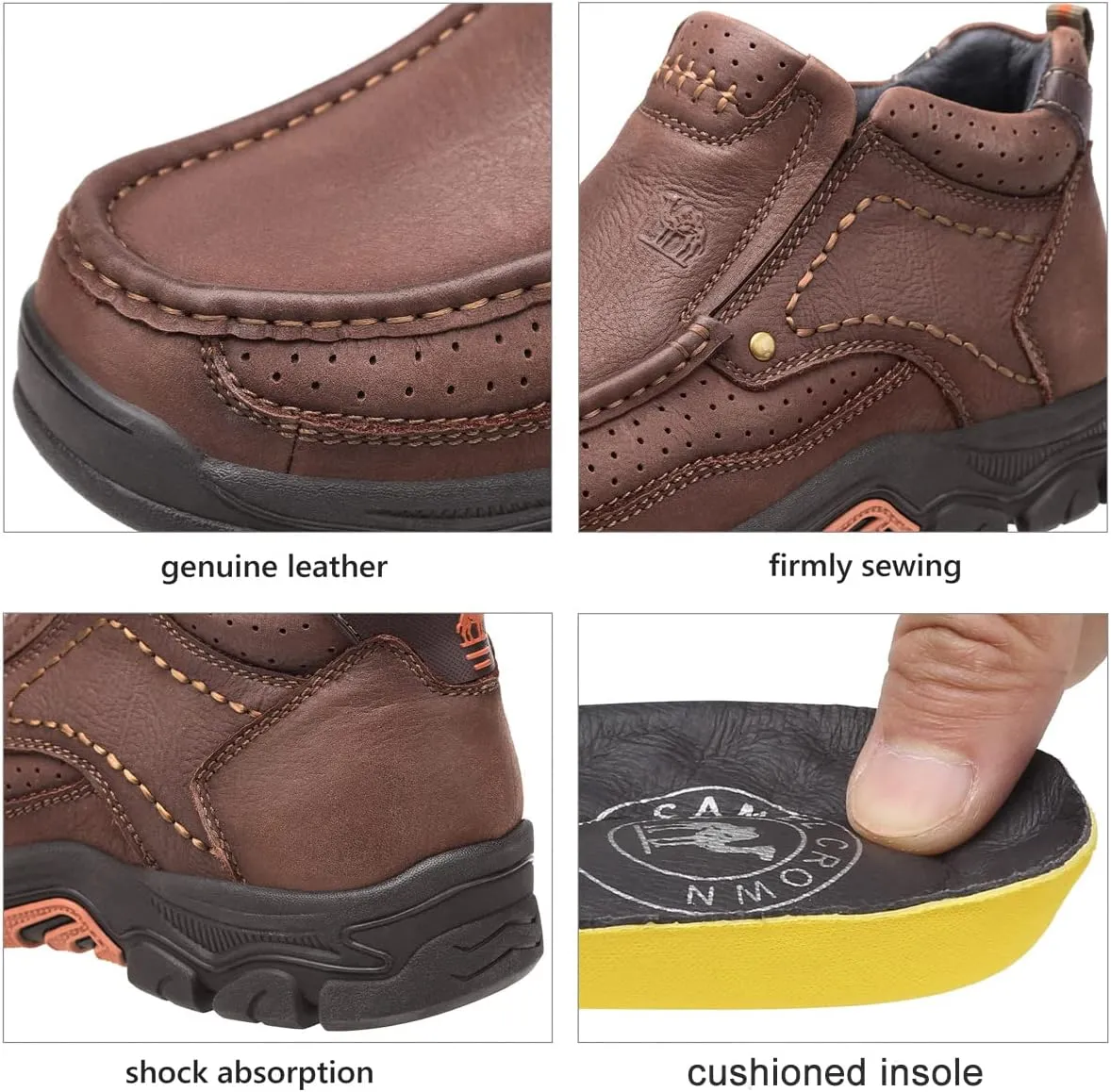 CAMEL CROWN Mens Slip On Loafer Mid-top Leather Casual Walking Shoes Comfortable for Work Office Dress Outdoor
