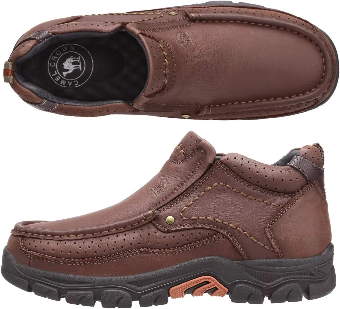 CAMEL CROWN Mens Slip On Loafer Mid-top Leather Casual Walking Shoes Comfortable for Work Office Dress Outdoor
