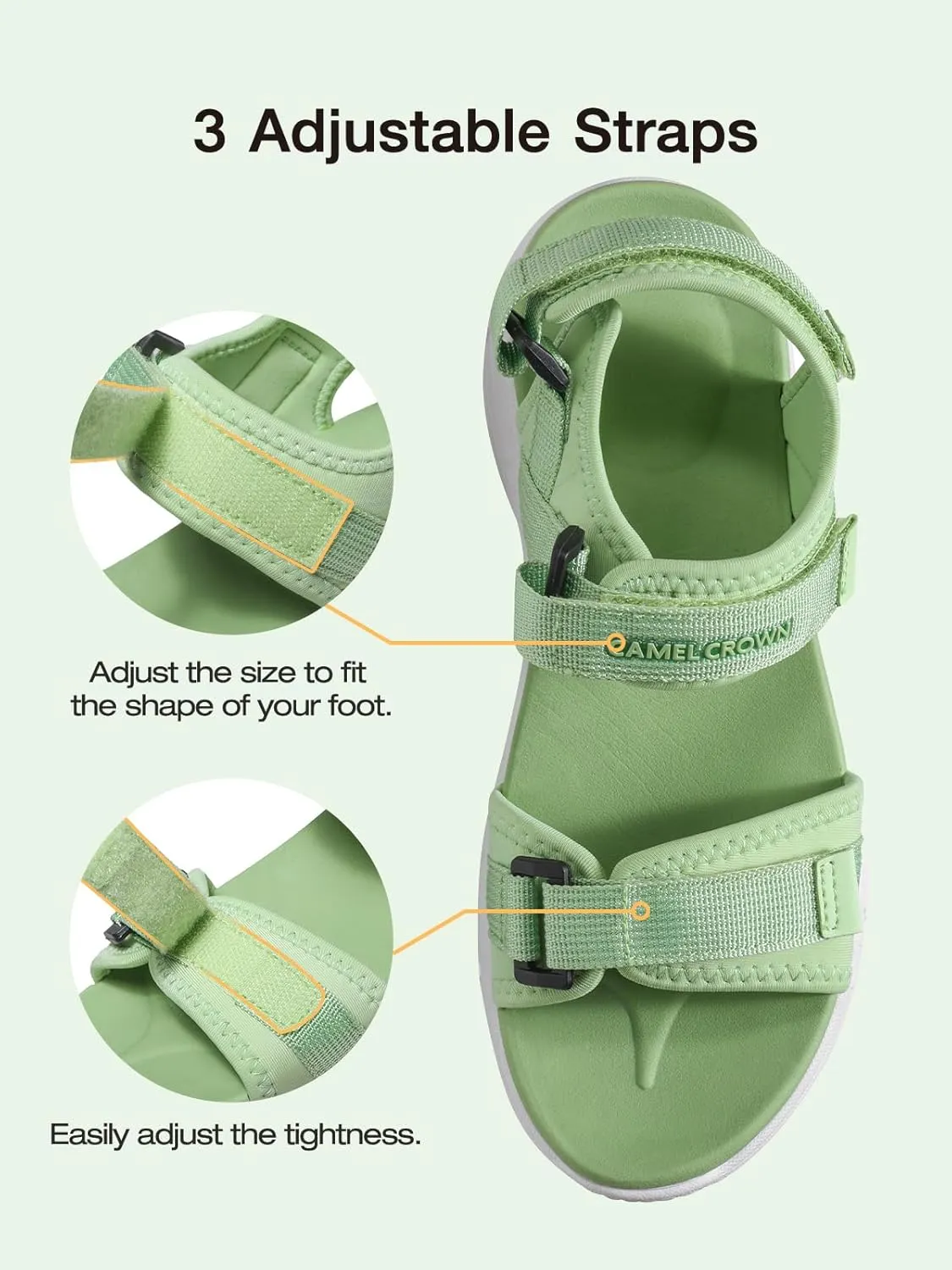 CAMEL CROWN Women's Athletic Sandals Comfortable Outdoor Walking Waterproof Lightweight Girls' Platform Shoes Open Toe Arch Support