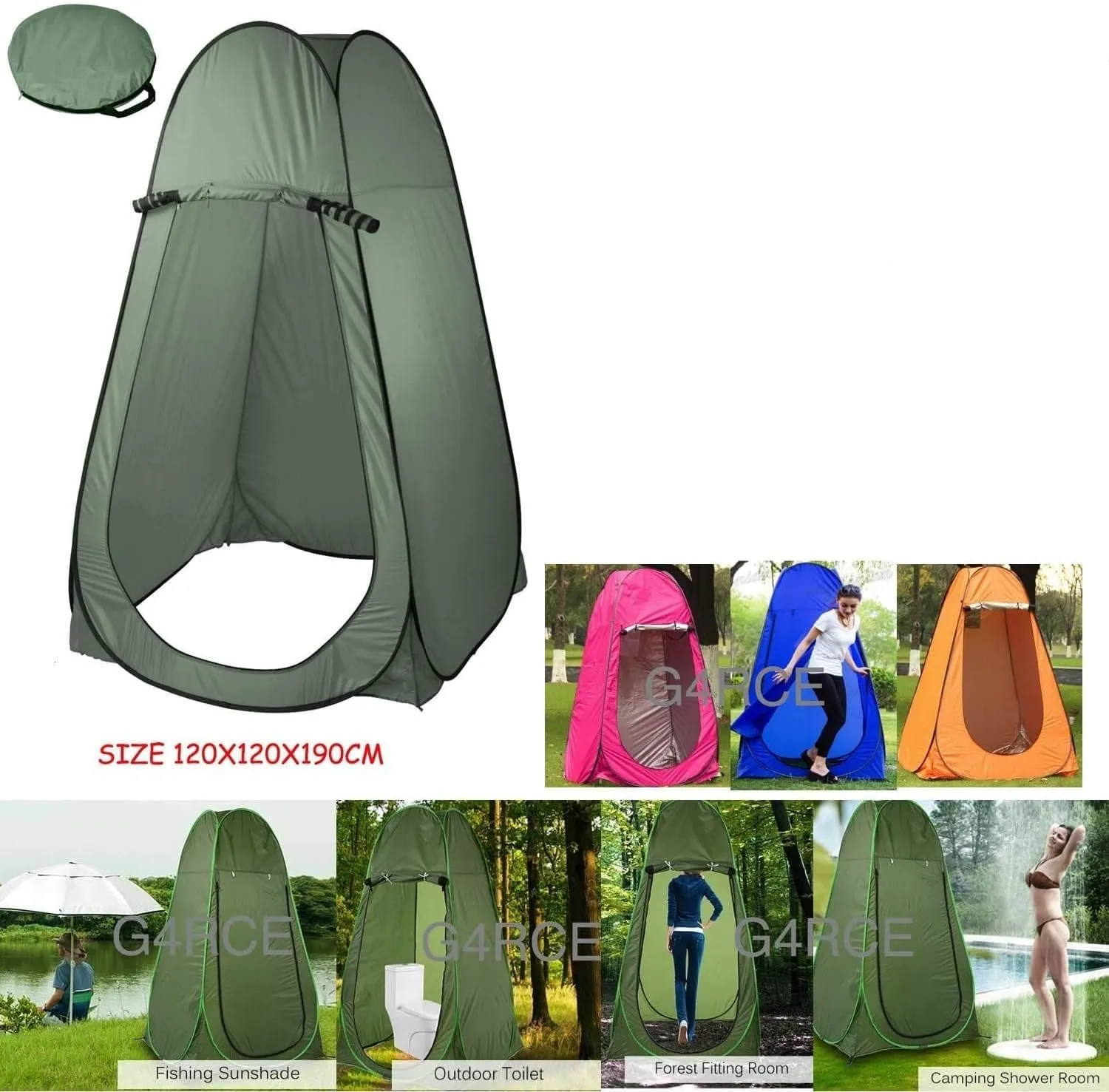 Camping Pop Up Tent - Portable Camping Beach Shade Outdoor Setup for Privacy Shower, Toilet for Family Instant Easy Setup Camping Hiking & Traveling Tent (Green)