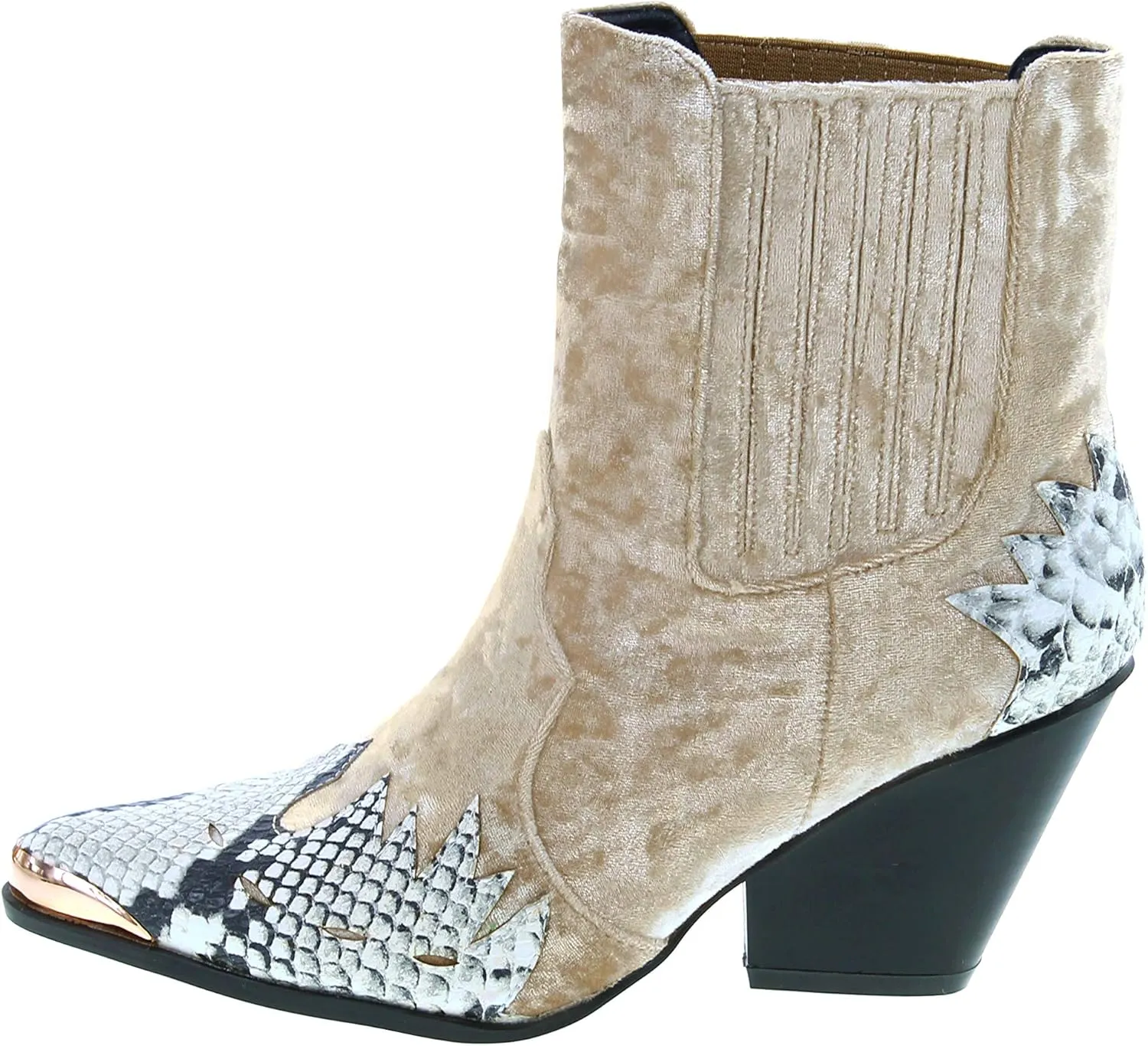 Cape Robbin Women Mixed Media Pointy Toe Flame Pattern Cowboy Bootie HJ88