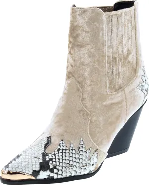 Cape Robbin Women Mixed Media Pointy Toe Flame Pattern Cowboy Bootie HJ88