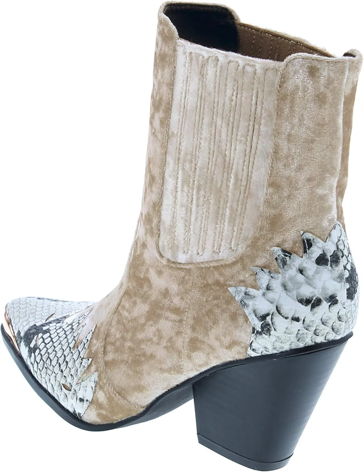 Cape Robbin Women Mixed Media Pointy Toe Flame Pattern Cowboy Bootie HJ88