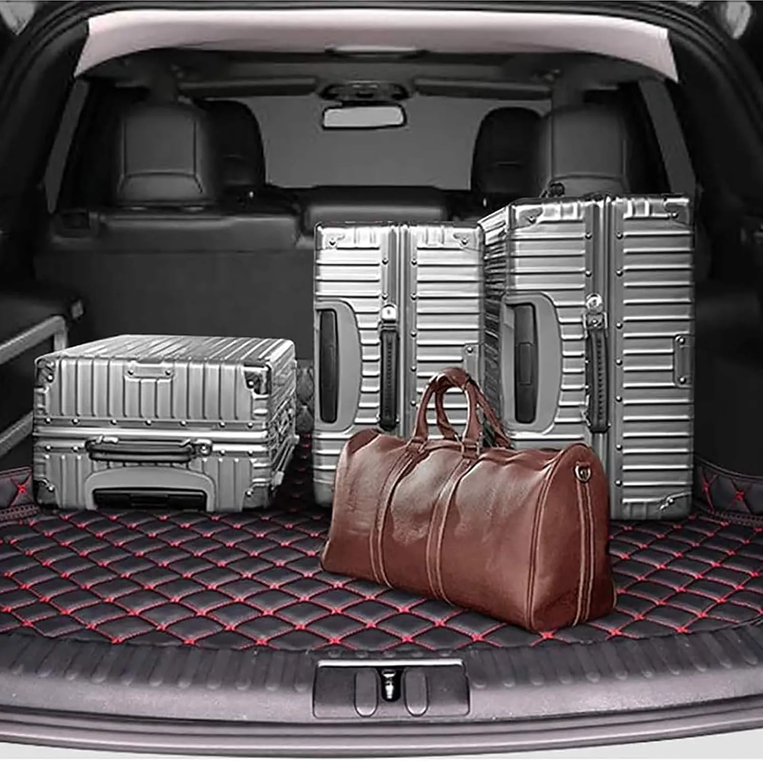 Car Cargo Liners for Mitsubishi Eclipse Cross PHEV 2021 2022 2023, PU Leather Rear Trunk Mats Boot Mats Liner Pad Cargo Tray Liners Carpets All Weather Waterproof Anti-Slip Interior Accessories