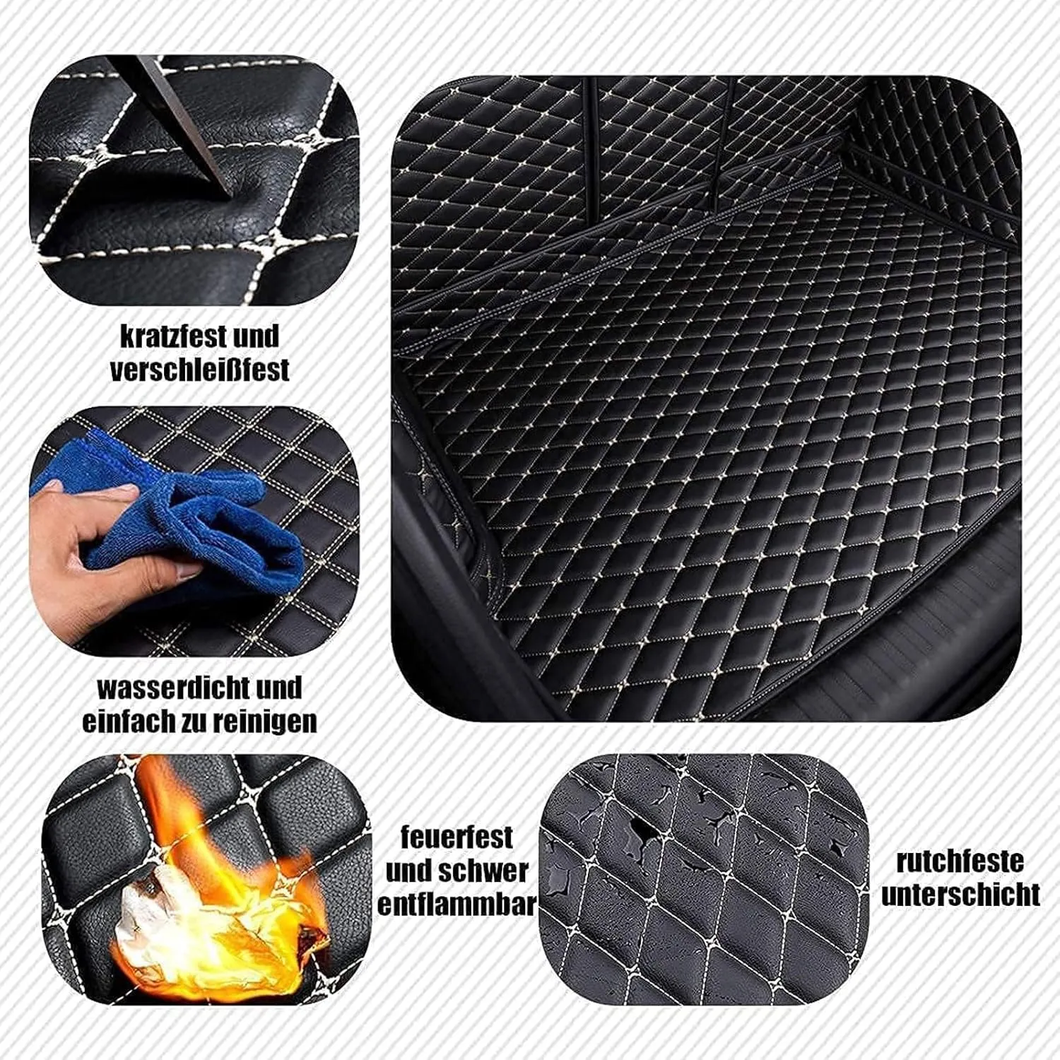 Car Full Coverage Cargo Liners for Nissan X-Trail III (T33) 2022 2023 2024 5-seat, Leather Boot Mats Waterproof Anti-Scratch Car Boot Protector Accessories,Red