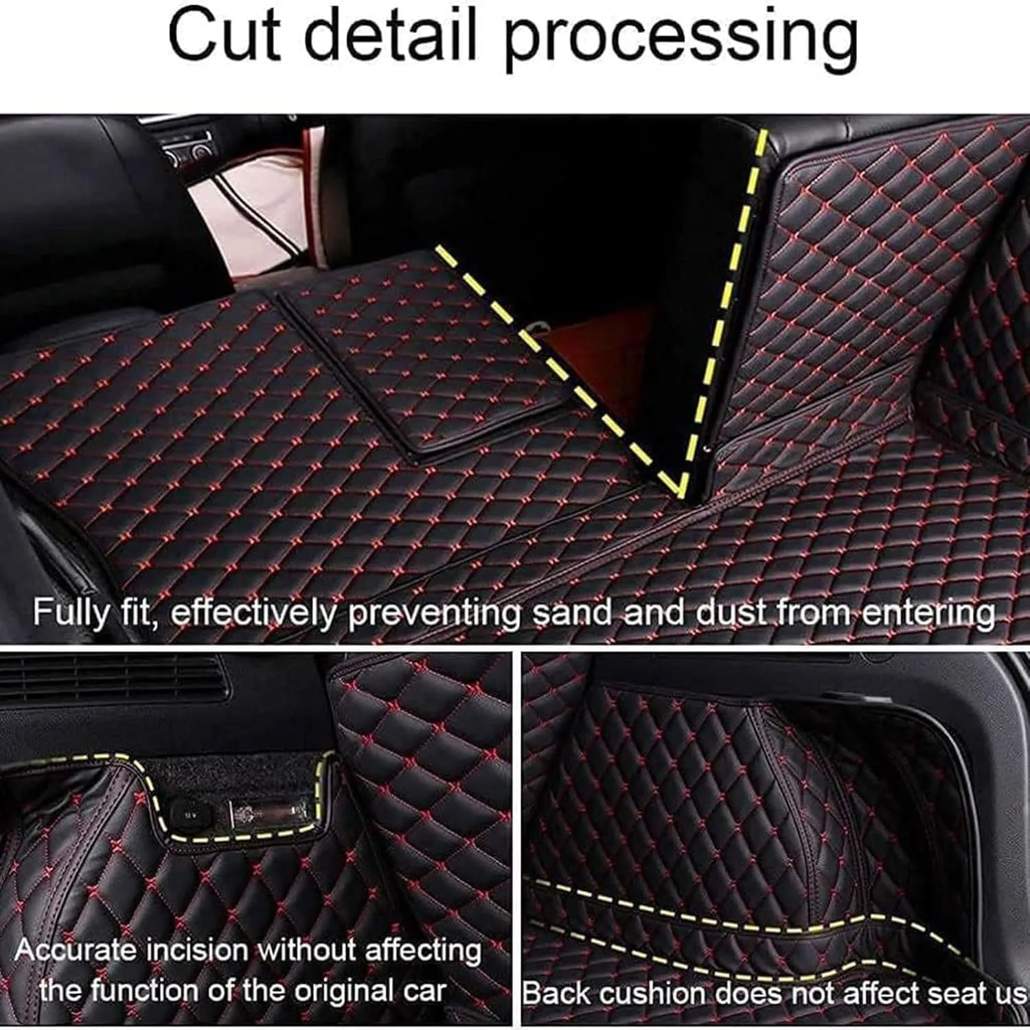 Car Full Coverage Cargo Liners for Nissan X-Trail III (T33) 2022 2023 2024 7-seat, Leather Boot Mats Waterproof Anti-Scratch Car Boot Protector Accessories,Red