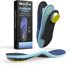 Carbon Fiber High Arch Support Insoles - Welnove Heavy Duty Support Inserts for Plantar Fasciitis, Flat Feet, High Arche, Morton's Neuroma & Ball-of-Foot Pain,Anti-Fatigue Insoles - XL