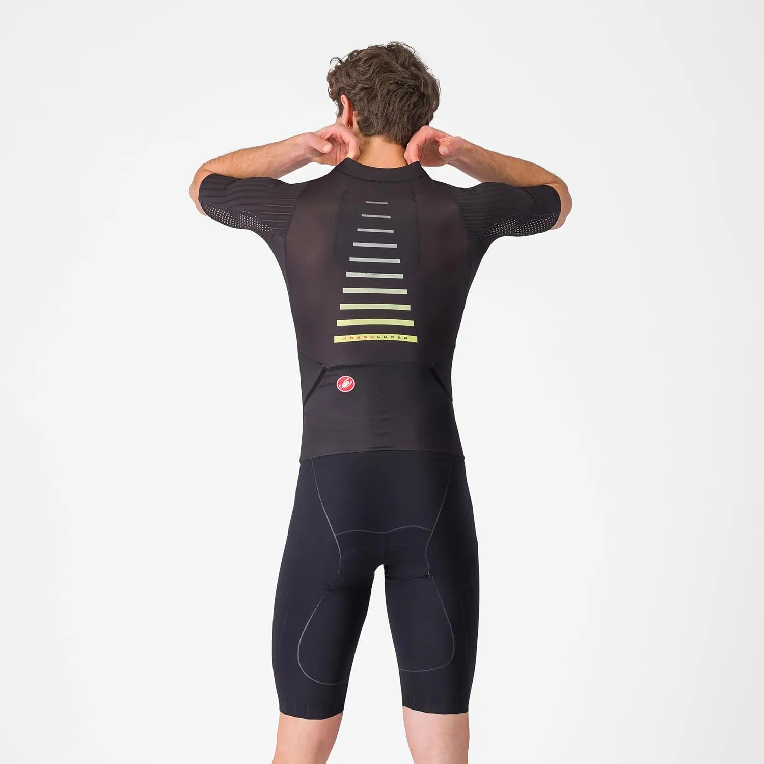 CASTELLI Men’s Sanremo 3 Suit Short Sleeve, Cycling Race Swim Bike Run, Aerodynamic Triathlon Suit with Tri Seat Pad