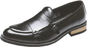 Casual Dress Loafer Slip On Shock Absorption Shoes for Men Classic Dress Breathable Lining Shoes for Mens Men's Buckle Monk Rubber Soft Sole Shoes