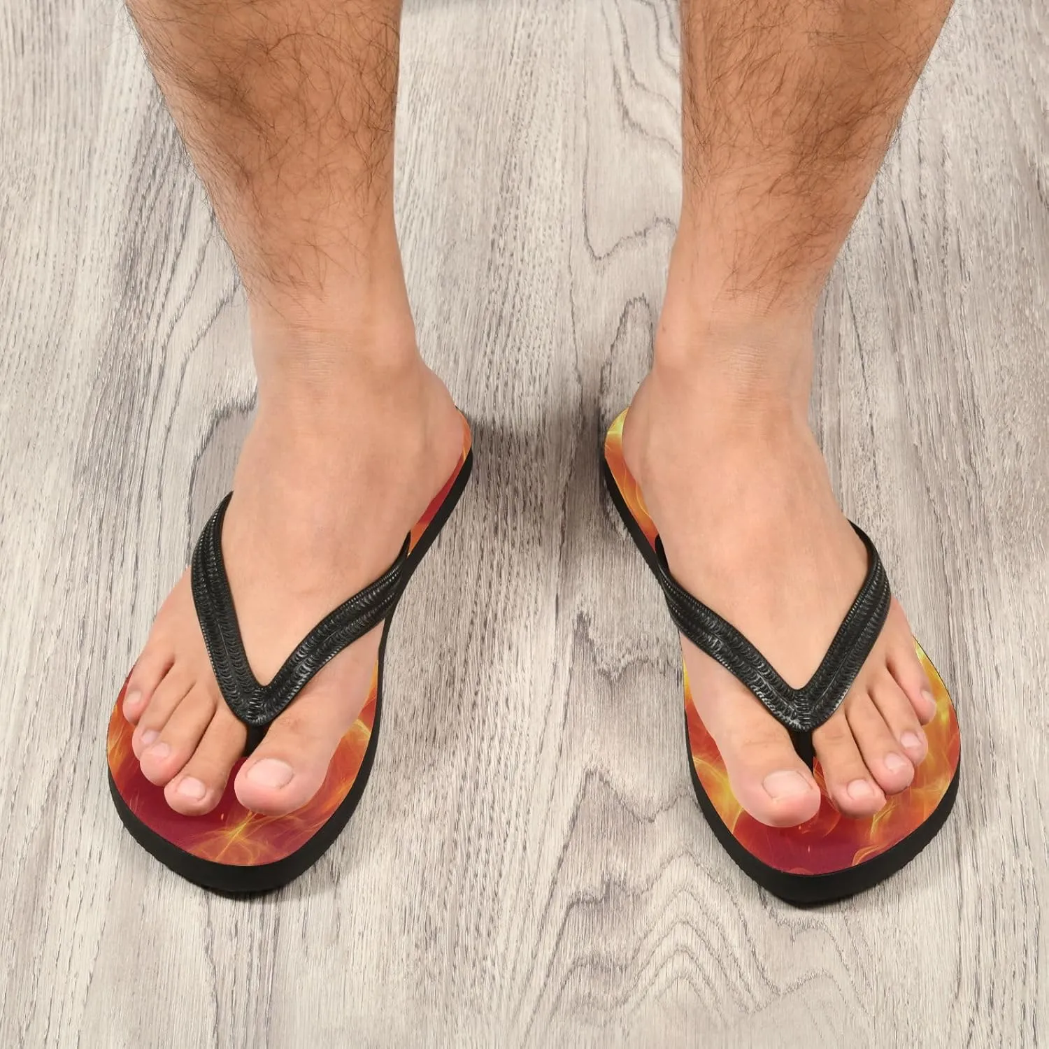 CEBUGI Unisex Flip Flop -Flat Sandal -NonSlip Couple Slippers -Natural Rubber Foam Soles Ultimate Comfort and Durability for Indoor Outdoor|Flames