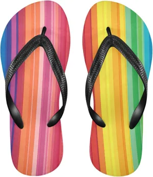 CEBUGI Unisex Flip Flop -Flat Sandal -NonSlip Couple Slippers -Natural Rubber Foam Soles Ultimate Comfort and Durability for Indoor Outdoor|Rainbow Stripes