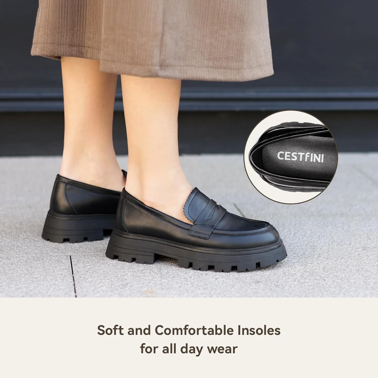 Cestfini Platform Chunky Loafers for Women