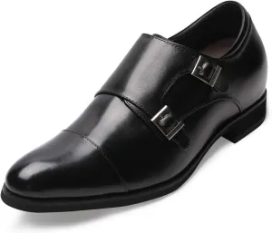 CHAMARIPA Men's Leather Elevator Shoes with Ergonomic Built-in Height Insoles | Breathable Anti-Shift Design, One-Last-One-Size Custom Fit | Enhanced Arch Support & Stealth Height Increase