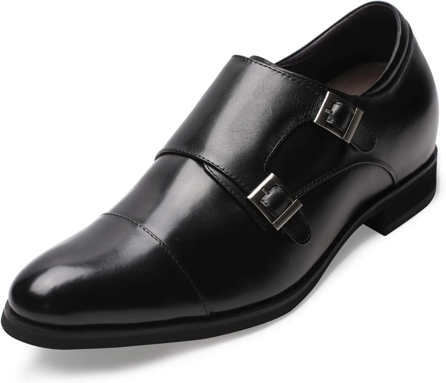 CHAMARIPA Men's Leather Elevator Shoes with Ergonomic Built-in Height Insoles | Breathable Anti-Shift Design, One-Last-One-Size Custom Fit | Enhanced Arch Support & Stealth Height Increase
