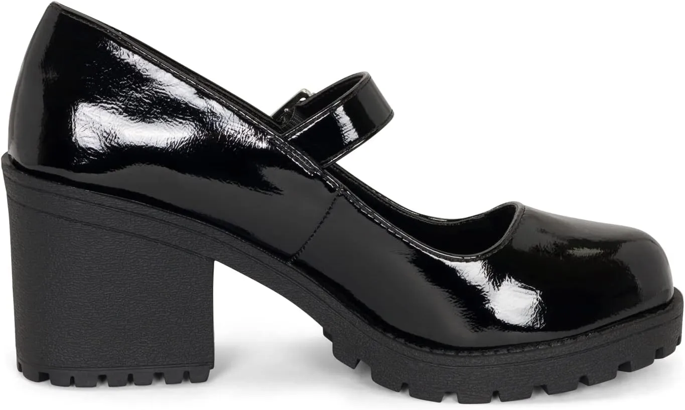 Chariot & Co Womens Platform Mary Janes Loafer Heels Ankle Strap Pumps | Chunky Lug Sole Shoes | Coquette Y2K Cosplay Ready Rush