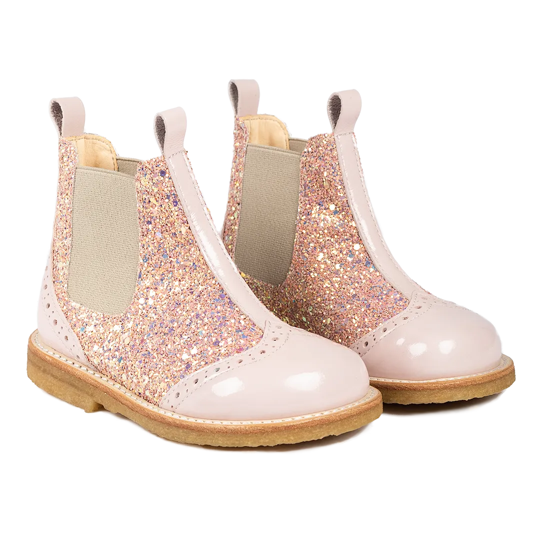 Chelsea boot with Glitter and brogues details
