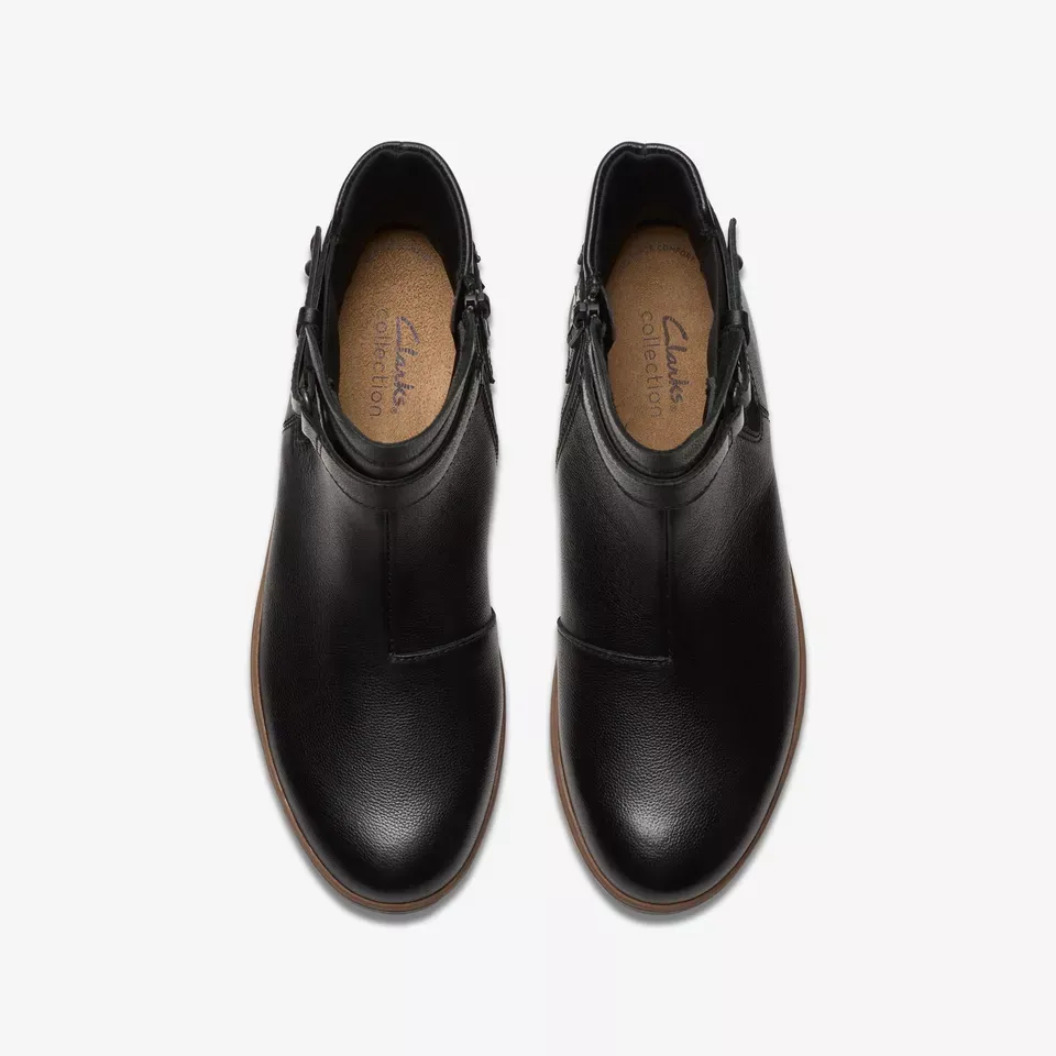 Clarks Women's Zylah Faye Black Leather 26180102