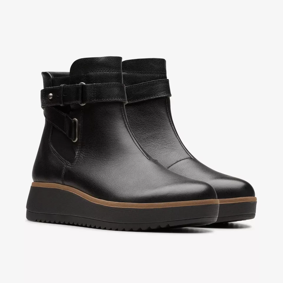 Clarks Women's Zylah Faye Black Leather 26180102