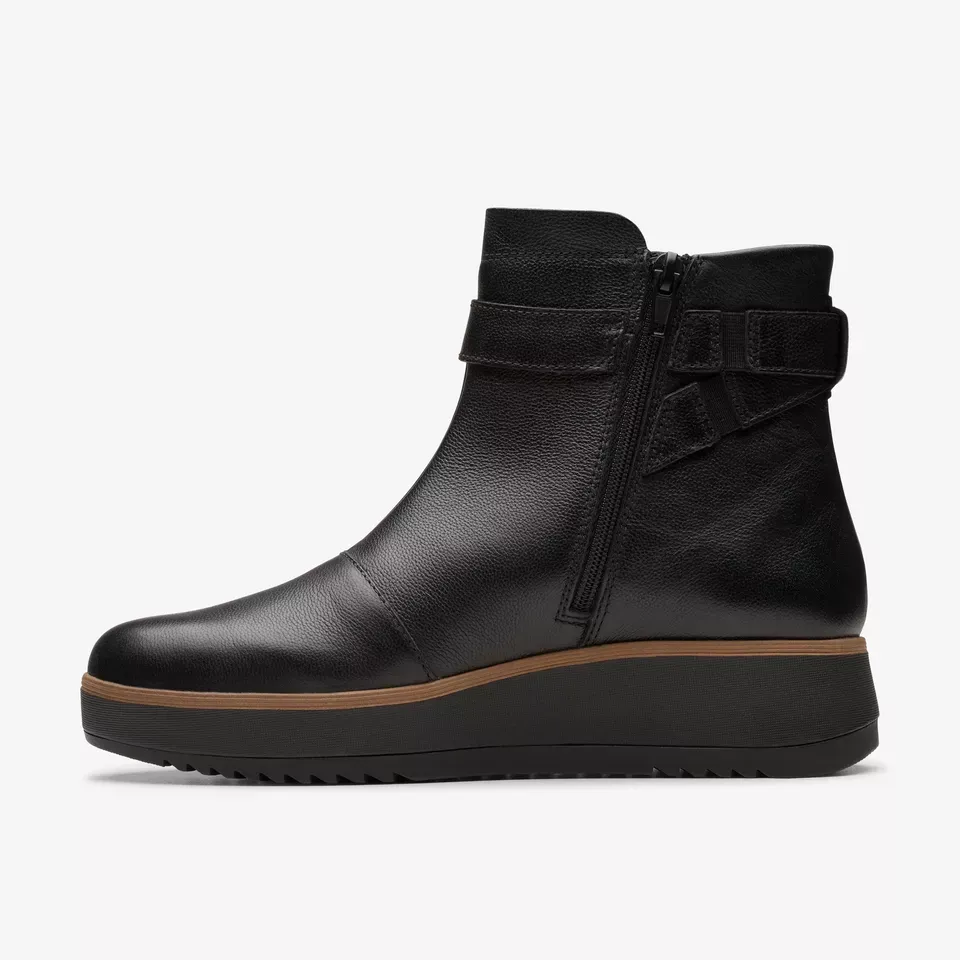 Clarks Women's Zylah Faye Black Leather 26180102