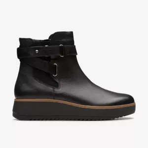 Clarks Women's Zylah Faye Black Leather 26180102