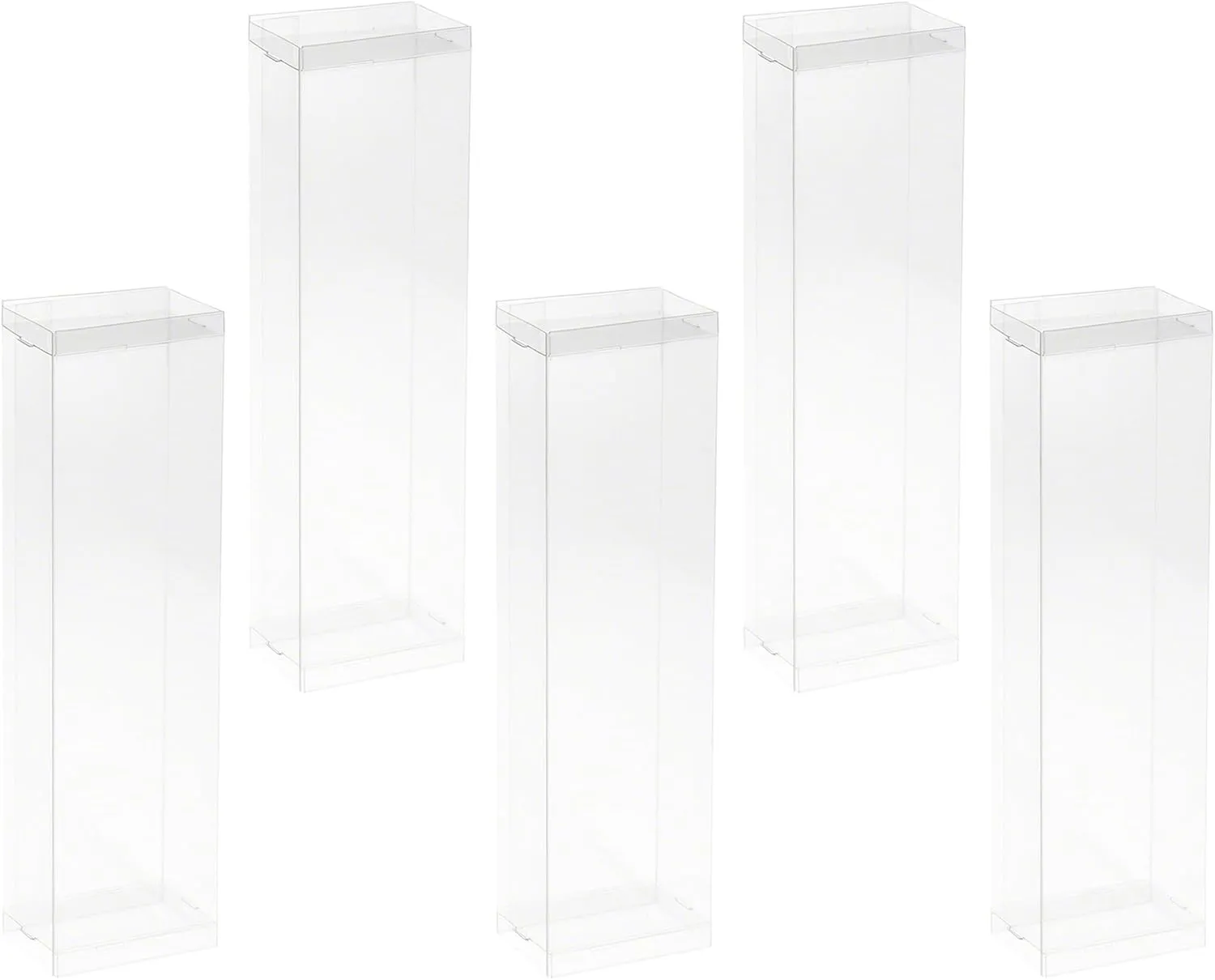 Clear Folding Display Box for Thin 8.5-9.5 inch Dolls and Action Figures, 3" W x 2" D x 10" H, Pack of 5