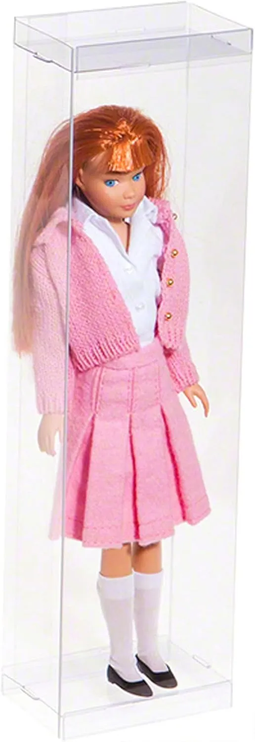 Clear Folding Display Box for Thin 8.5-9.5 inch Dolls and Action Figures, 3" W x 2" D x 10" H, Pack of 5