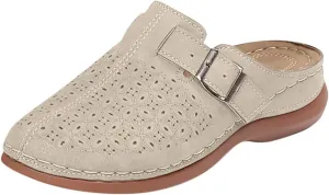 Clogs for Women Mules Slip on Summer Breathable Hollow Out Closed Toe Sandals Casual Lightweight Backless Slide Loafers Comfortable Simple Summer Vacation Flat Shoes